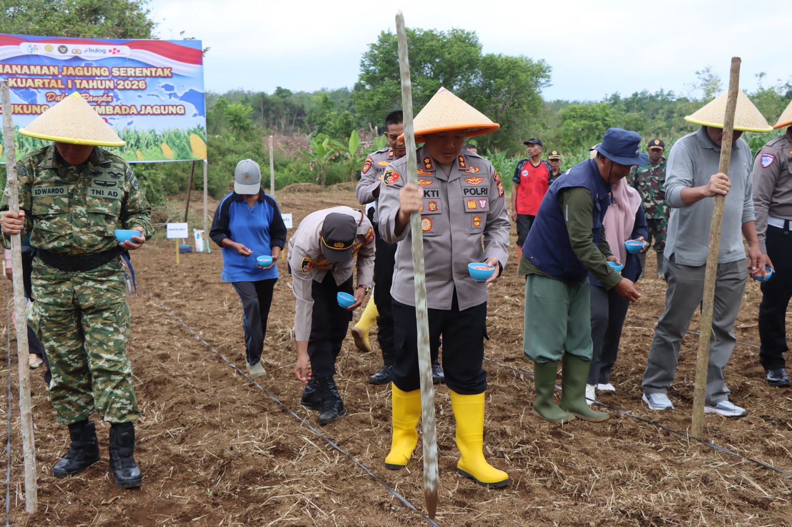 Polres Bengkulu Utara Ikuti Zoom Meeting dan Tanam Raya Jagung Serentak Kuartal I Dukung Ketahanan Pangan Nasional