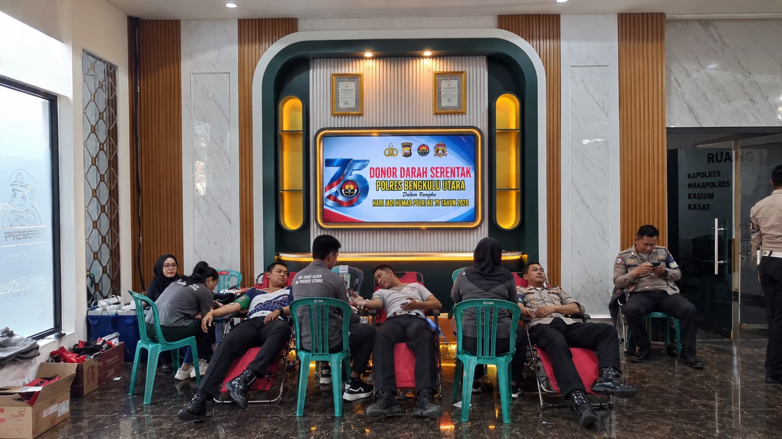 Peringati HUT Humas Polri ke-75, Polres Bengkulu Utara Gelar Aksi Donor Darah Kemanusiaan